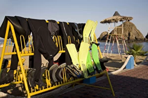 UAE, Fujairah. Wet suits and flippers