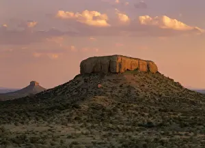 Ugab terraces rock plateaus and savannah in Ugab valley at sunset Ugab valley, Namibia, Africa