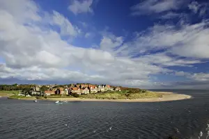 UK - Alnmouth coastal village and holiday resort, view from Church Hill, Northumberland, England, UK