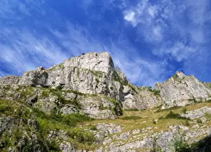 UK - Cheddar Gorge, Limestone cliffs, west side. Somerset, UK