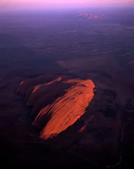 Aerials Prints: Uluru (Ayers Rock) at sunrise, aerial image