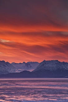 USA, Alaska, Kachemak Bay. Intense sunrise