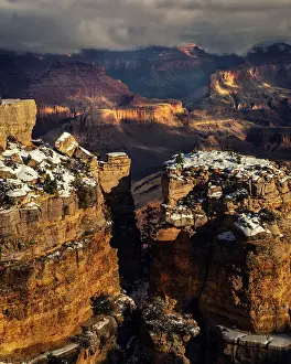 Canyon Prints: USA, Arizona, Grand Canyon. Winter sunset on canyon landscape. Date: 16-01-2017