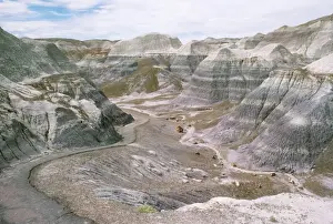 Layers Prints: USA Blue Mesa trail in eroded Badlands painted desert, Arizona