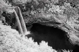 Sightseeing Prints: USA, Hawaii, Kauai, Infrared Island of Wailua Falls Kauai, HI, Date: 05-02-2011