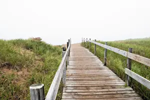 USA, Minnesota, Duluth, Park Point, Boardwalk over Dunes Date: 26-09-2020