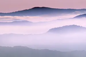 USA - mist & dawn clouds covering mountain ridges. Valley of Newfound Gap road, Great Smoky National Park
