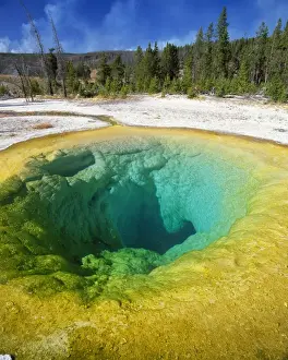 Energy Prints: USA - Morning glory pool, Upper Geyser basin. Yellowstone national park, Wyoming, USA