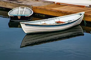 Boat Collection: USA, New England, Maine, Mt. Desert, Southwest Harbor with wooden boats Date: 10-10-2013