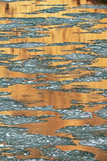 Recreation Collection: USA, Utah. Abstract design, reflections of canyon walls on the icy Colorado River