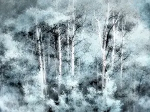 USA, Utah, Aspen Grove in infrared of the Logan Pass area Date: 25-09-2020