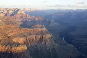 Gorge Prints: USA - View of the Grand Canyon with the Colorado River from Hermit Road (West Rim Drive) at the South Rim; at sunrise
