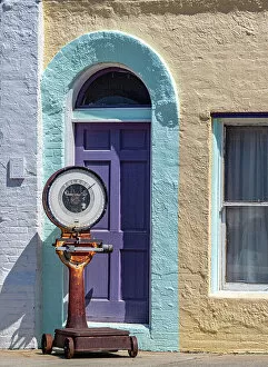 Colorful Collection: USA, Washington State, Pomeroy. Colorful old building with arched windows