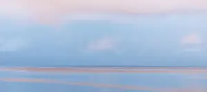 Canal Prints: USA, Washington State, Seabeck. Pastel sunrise panoramic over Hood Canal. Date: 27-08-2021
