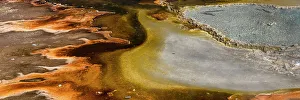 : USA, Wyoming. Colorful abstract designs of hydrothermal pools near Great Fountain Geyser