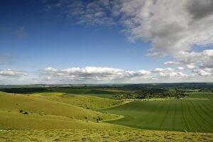 The Vale of Pewsey seen from Walkers Hill, which is part of the Pewsey Downs Nature Reserve near Alton Barnes