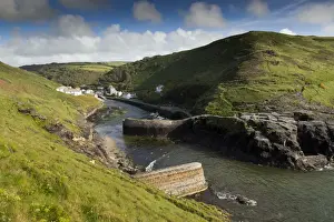 Slope Prints: Valley and Harbour - summer - Boscastle, Cornwall, UK