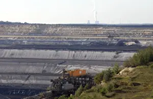 Mines Prints: Vattenfall Europe giant opencast brown coal (lignite) mine and power station - near Weisswasser - Saxony NE Germany