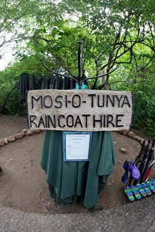 Images Dated 16th January 2007: Victoria Falls - Raincoats for hire, to avoid getting wet in the huge spray Zambia/Zimbabwe, Africa