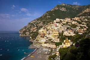 View along the Amalfi coast of the hillside