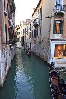 View of gondola on side canal near San Maria