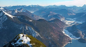 Southern Collection: View towards Jachenau and Karwendel mountain range. View from Mt. Herzogstand near lake Walchensee