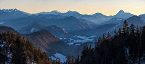 Southern Collection: View towards Jachenau, Mt. Jochberg and Mt. Guffert. View from Mt. Herzogstand near lake Walchensee