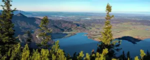 Idyllic Prints: View from Mt. Jochberg near lake Walchensee towards lake Kochelsee and the foothills of the Bavarian Alps