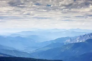 Card Prints: View westwards from Mount Shasta looking across the Marble Mountains and Shasta-Trinity range