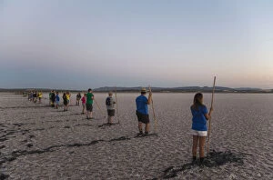 Volunteers at dawn at the Laguna de Fuente de Piedra