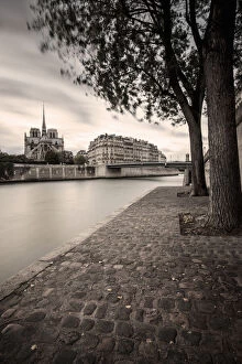 Walkway along River Seine and Cathedral