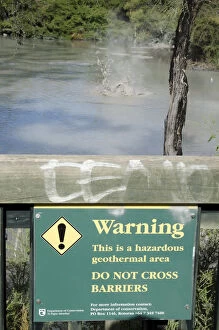 Warning Sign - with sateam bubbling up from mud