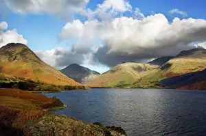 Hill Prints: Wast Water with Great Gable and Scarfell Pike in the distance - November - Lake District - England