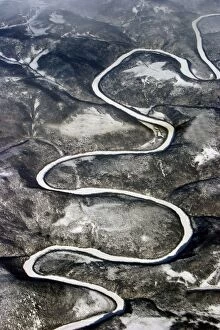 WAT-8435 SIBERIA - aerial showing frozen river meander