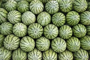 Fruits Prints: Water melons for sale in India (but cultivated widely elsewhere)