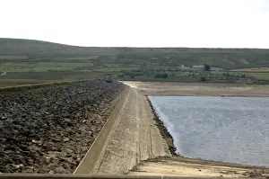 Reservoir Prints: Water storage (Selset, Weardale, Co. Durham) reservoir during dry summer of 2006 UK