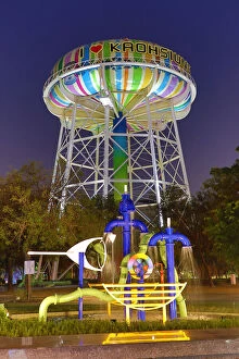 Water Tower in Water Tower Park at night in Lingya