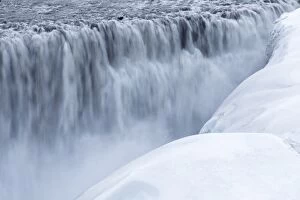 Waterfall Dettifoss in winter Nordurland eystra Iceland