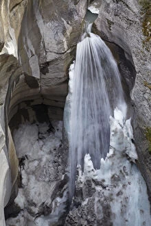 Waterfall and ice, Maligne Canyon, Jasper