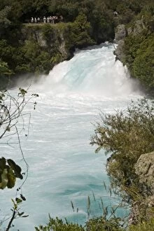 Images Dated 13th February 2007: Waterfall - visitors viewing Huka Falls on Waikato