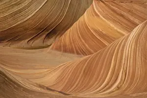 The Wave - an extraordinary area of sinuous eroded banded sandstone rocks in the Paria-Vermillion Cliffs National Monument, Arizona (on the border with Utah)