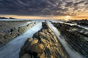 Waves Gallery: Welcombe Beach - Sunset - Devon - UK