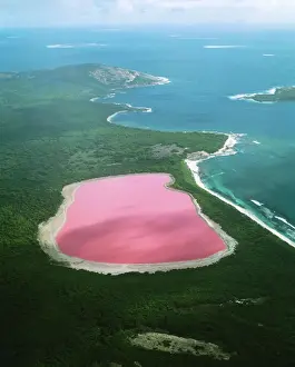 Aerials Prints: Western Australia / Lake Hillier - Archipelago of the Recherche Middle Island