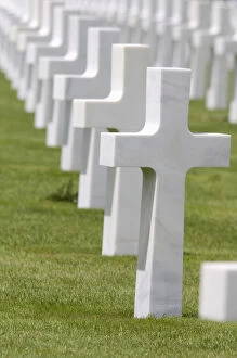 White crosses marking grave sites of American