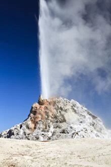 White Dome Geyser - erupting Firehole Lake Drive
