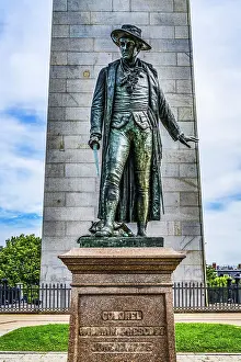 Landmark Prints: William Prescott Statue, Bunker Hill Battle Monument