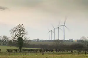 Power Prints: Wind Turbine - A row of wind turbines producing green energy. Wiltshire, England, UK