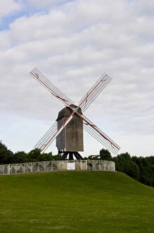 Windmill on a hill in Bruges, Belgium, Europe