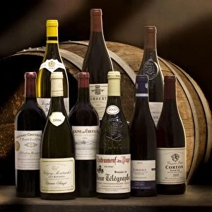 Wine bottles & barrel