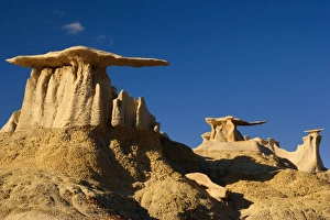 Images Dated 18th February 2009: The Wings - eroded clay sculptures with rocks balanced on its tops that make it look like wings